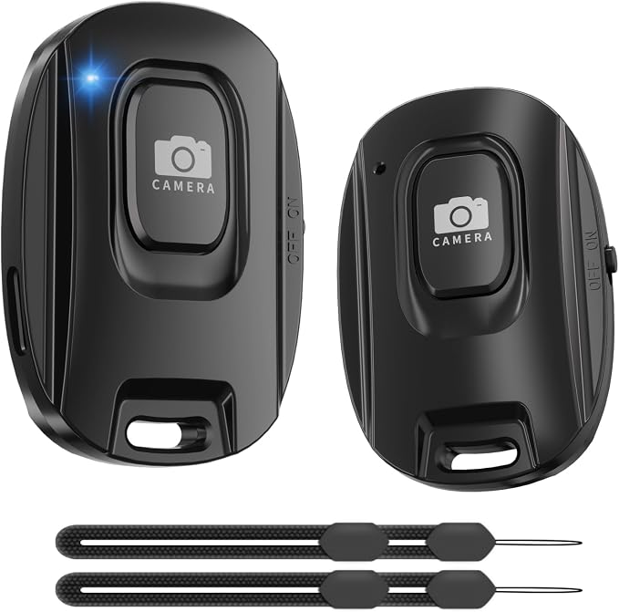 Wireless Camera Remote Shutter for iPhone and Android Smartphones 2 Pack, Bluetooth 5.2 Phone Remote Control Selfie Button for Photos and Videos, Battery Powered, Wrist Strap Included(2 Pack) by VYVIYON