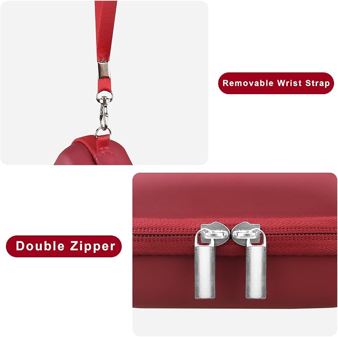 Canboc Carrying Case for KODAK PIXPRO C1 Friendly Zoom Digital Camera | For Canon PowerShot ELPH 360 HS A/ 360 HS/ 360/ IXY 650 Digital Camera, Mesh Pocket fit Cable, SD Card, Red (Case Only) - Image 5