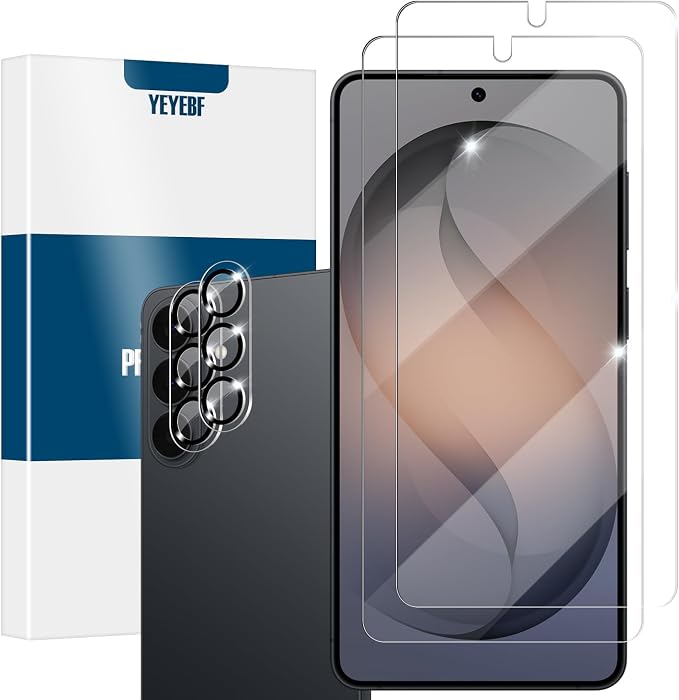 Galaxy S26 Plus Screen Protector + Camera Lens Protector, [2 +2 Pack] [Ultrasonic Fingerprint Unlock] Full Coverage Tempered Glass Screen Protector For Samsung Galaxy S26 Plus / S26+ by YEYEBF