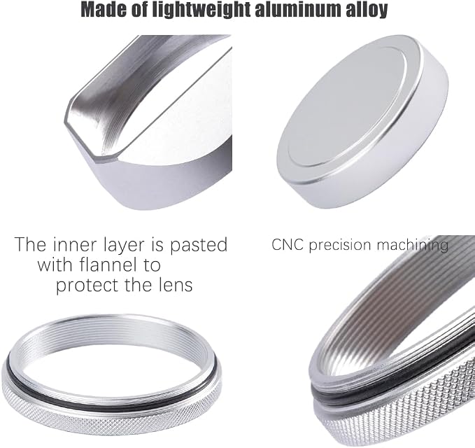 Metal Square Lens Hood (with Cap) with 49mm Adapter Ring for Fujifilm X100V/X100VI Camera Accessories (X100VI-Lens Hood-Silver) - Image 7