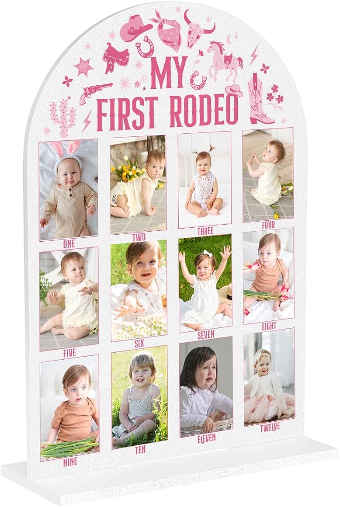 My First Year Photo Board Baby Milestone Signs One Year of Baby Photo Board, Best Babies Keepsake 10x14 Inches Acrylic Sign Decor Fits 2" x 3" Photo A09 by WelcometoMgfyfghj