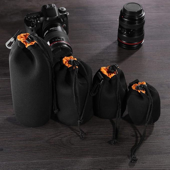 X-Large Camera Lens Pouch, Extra Large Thick Protective Neoprene Bag Storage Cover Case with Drawstring Design, Soft Plush Interior for Canon, for Nikon, for Sony DSLR Lenses (XL Size) - Image 7