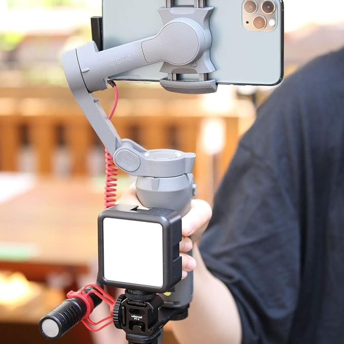 ULANZI PT-3 Triple Cold Shoe Mount Plate Mic Video Light Extension Bracket | Microphone Stand Rig Mount Compatible with DJI OSMO Mobile 3 2 OM 4 Zhiyun Smooth 4/Feiyu Vimble 2 Gimbal Stabilizer Camera - Image 4