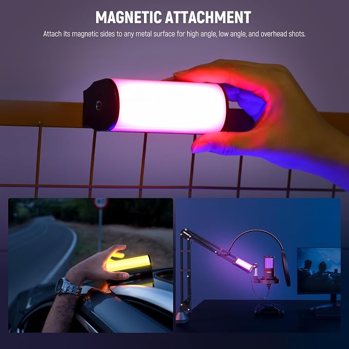 NEEWER TL97C Magnetic Handheld Light Wand with App Control | 360° Full RGB Mini LED Video Light Stick, 2500mAh Battery, 2500K-8500K Dimmable CRI97, 17 Scenes for Photography Vlog - Image 4