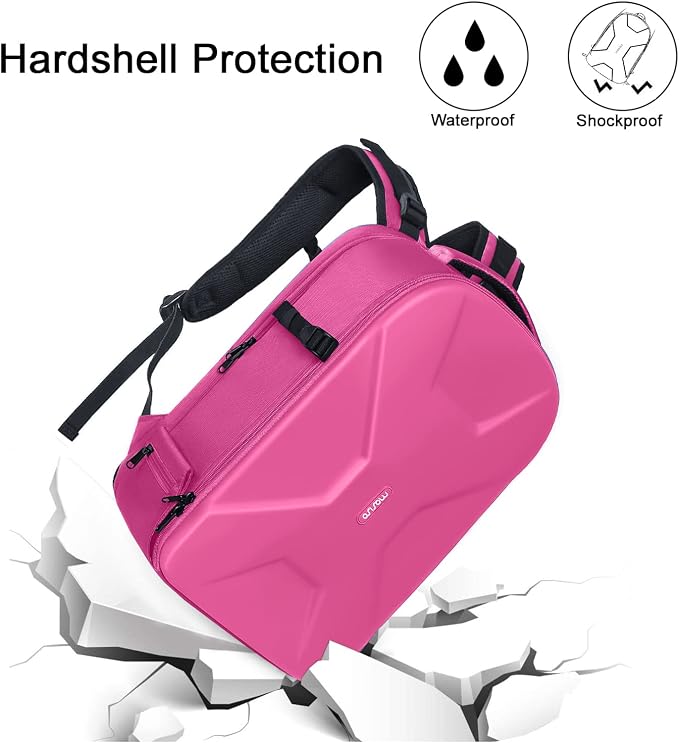 MOSISO Camera Backpack, DSLR/SLR/Mirrorless Photography Camera Bag | 15-16 inch Waterproof Hardshell Case with Tripod Holder&Laptop Compartment Compatible with Canon/Nikon/Sony, Rose Red - Image 4