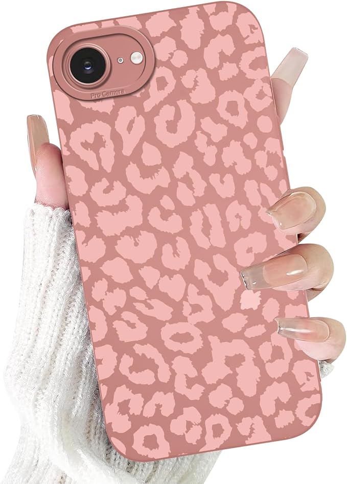 Cute Pink Cheetah Print Phone Case for iPhone 16e / 17e 6.1" | Aesthetic Leopard Pattern Design Cover Full Camera Lens Protective Shockproof Soft Slim TPU Funda for Women Girls by Unknown