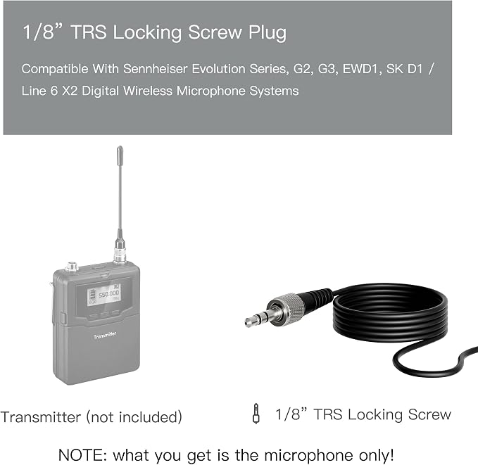 J K MIC-J 044 Lavalier Microphone Compatible with Sennheiser Bodypacks | Omni Condenser Lapel Microhpone with 1/8" Locking Screw Plug Compatible with Sennheiser Wireless Bodypack Transmitters - Image 2