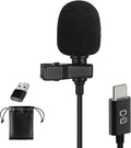 USB-C & USB-A Lavalier Microphone for Smartphones & Computers, 6.6 ft | Omnidirectional Clip-on Mic for iPhone 17/16/15, Samsung, Google, OnePlus and PCs, Ideal for YouTube, Interviews and Podcasts by DUNGZDUZ