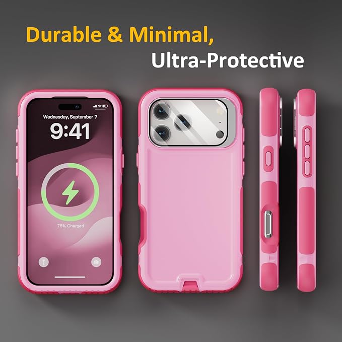 Follaroma Magnetic for iPhone 17 Pro Max Case with Camera Cover Stand, Pink | Built-in Glass Camera Cover Stand,Compatible with MagSafe,Heavy Duty Shockproof Protective,Military-Grade Anti-DropDual Case - Image 8