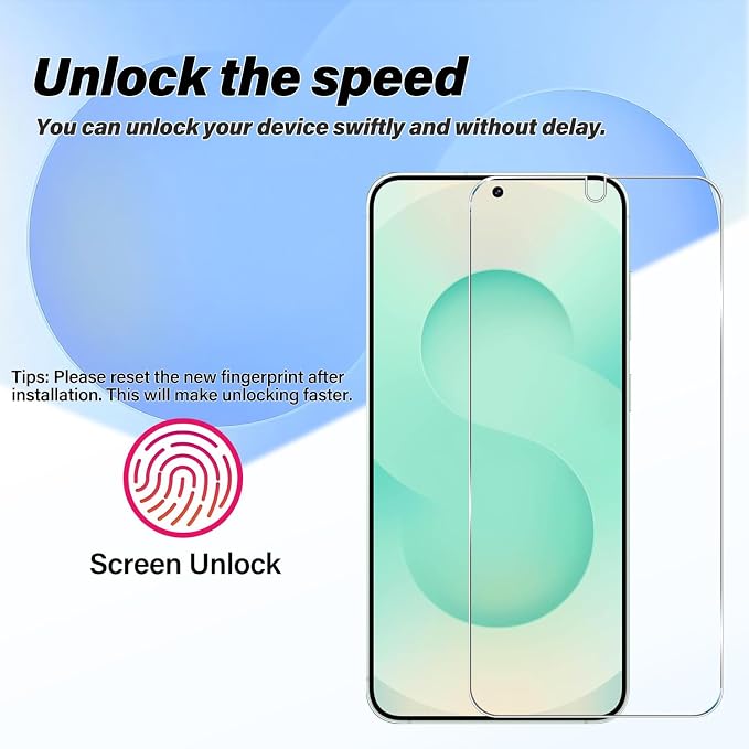 BIGFACE Galaxy S25 Plus Tempered Glass Screen Protector + Camera Lens Protector [2 + 2 Pack][Case Friendly][Anti-Scratch][Ultrasonic Fingerprint Unlock] HD Protective Film for Samsung Galaxy S25 Plus - Image 3