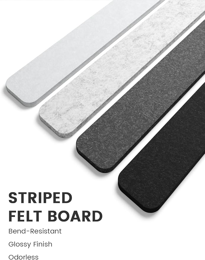 Fluxynara 13" x 2" Felt Wall Panels, Concrete Echo | 8-Pack Includes 50 Push Pins and Adhesive Tabs for Photos, Notes and Decor in Bedroom Doors, Home Office or Studios - Image 3