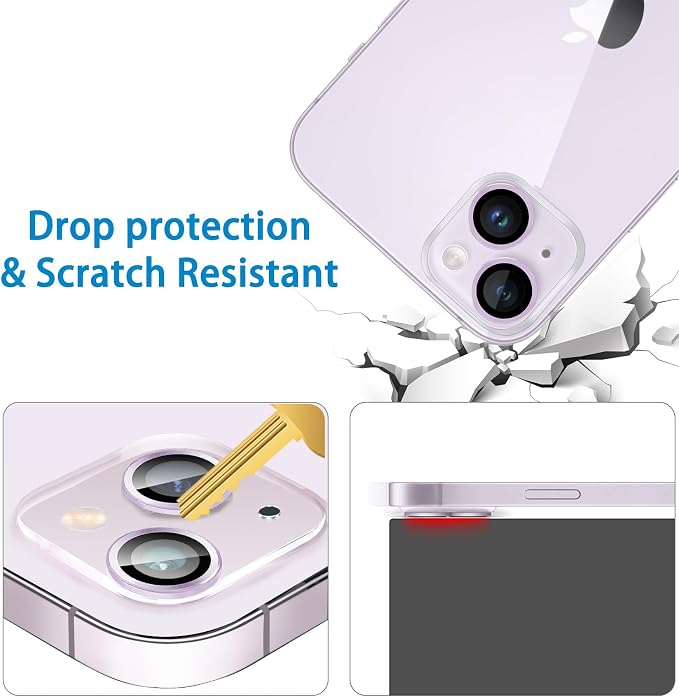 Dengduoduo 3 Pack Tempered Glass Camera Lens Protector for iPhone 14 6.1" & iPhone 14 Plus 6.7", Ultra HD, 9H Hardness, Anti-Scratch, Case Friendly, Easy to Install [No Affect on Night Shots] - Image 3