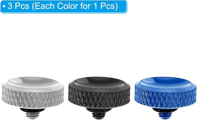 PATIKIL Camera Shutter Button, 3 Pack Soft Shutter Release Button Pure Copper Camera Button Carved Suitable for Nikon for Fujifilm for Leica DSLR/SLR Camera, Blue Black Silver - Image 3