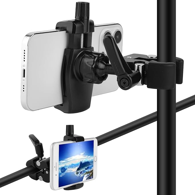 Mippko Phone Holder for Golf Cart/Microphone Stand/Cart/Railing/Handlebar/Rod,Fit for 3.5~7.5 inch iPhone/Nexus/HTC/LG/Smartphone,360°Adjustable Clip Aluminum Alloy Mount - Image 6