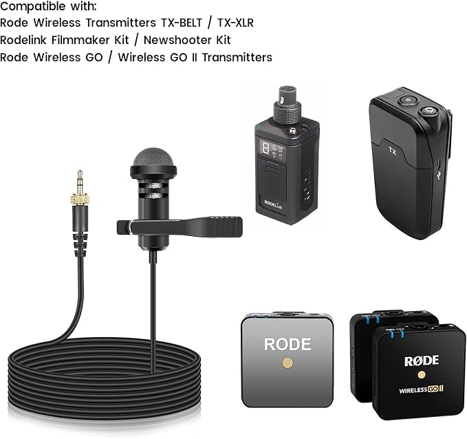 2-Pack Lavalier Microphone for Rode Wireless Pro, GO II 2 Transmitters | Omnidirectional Condenser Lapel Mic with Screw Lock for Vlog/Lectures/Broadcasters - Image 2