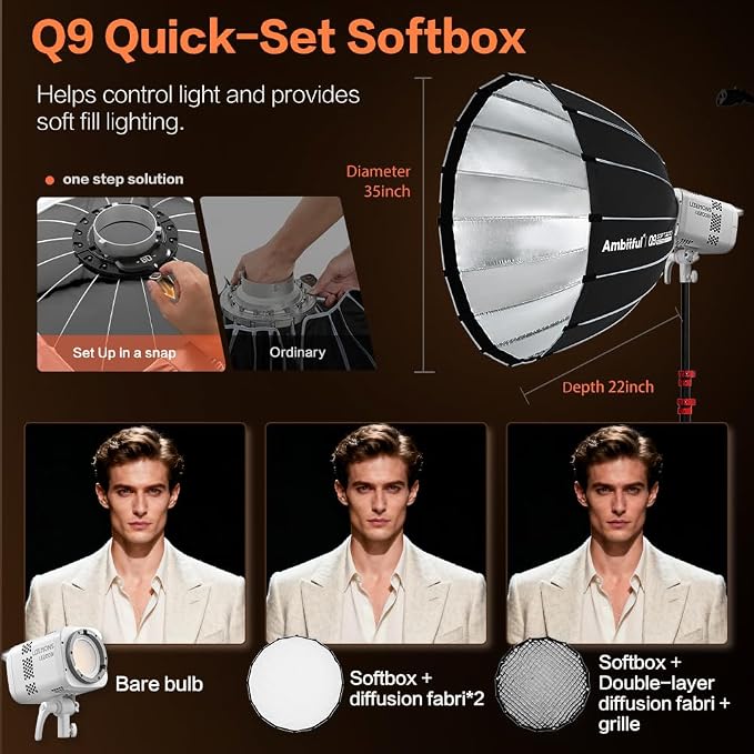 Godox LE200Bi Godox Light Kit 220W Bi-Color LED Video Light | 2800K-6500K,57700 LUX,CRI/TLCI≥98,11 FX, with Quick Release Softbox,Srand, APP Control,for Photography/Live Streaming - Image 4