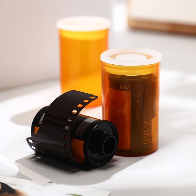30 Pack Plastic Film Canisters Holder with Lids 35mm Empty Camera Reel Containers Yellow Small Storage Bottles for Pills Beads Coins Vitamins Art Supplies Science Experiments Classroom Craft Projects - Image 2