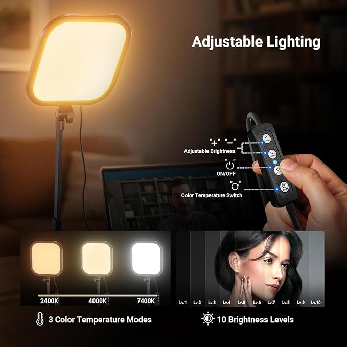 NEEWER Basics 10.8" Video Conference Lighting with Desk Clamp Stand, 15W Bi Color Edge Lit Full Screen Dimmable Streaming Light CRI95+ for Video Recording Computer Laptop Webcam Zoom Calls, L220 - Image 4