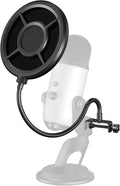 Microphone Pop Filter,Aokeo Mic Mask Shield,Three-layer Wind Pop Screen With Flexible 360° Gooseneck Clip Stabilizing Arm For All Microphone by Aokeo