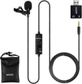 Movo LV1-USB Lavalier Microphone for Camera, Lapel for iPhone and Android Smartphones, Body Lav Mic, Clip On Microphone for 3.5mm, Shirt Lapel Mic for Phone, GoPro, Interview, Computer, PC by Movo