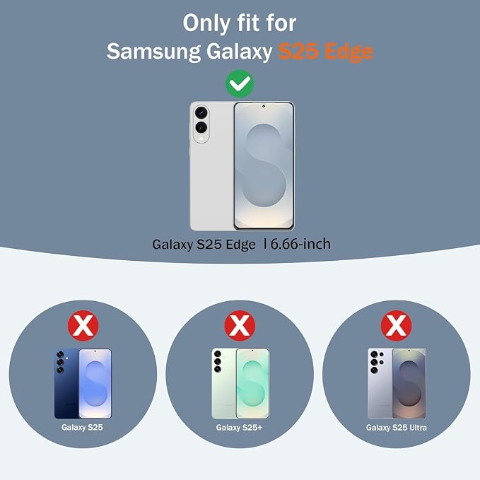 Gritup Fit for Samsung Galaxy S25 Edge Case with Slide Camera Cover | 2 Pcs Screen Protector, Build in 360° Rotating Ring Kickstand, Military Grade Protective Phone Case, Red+Black - Image 2