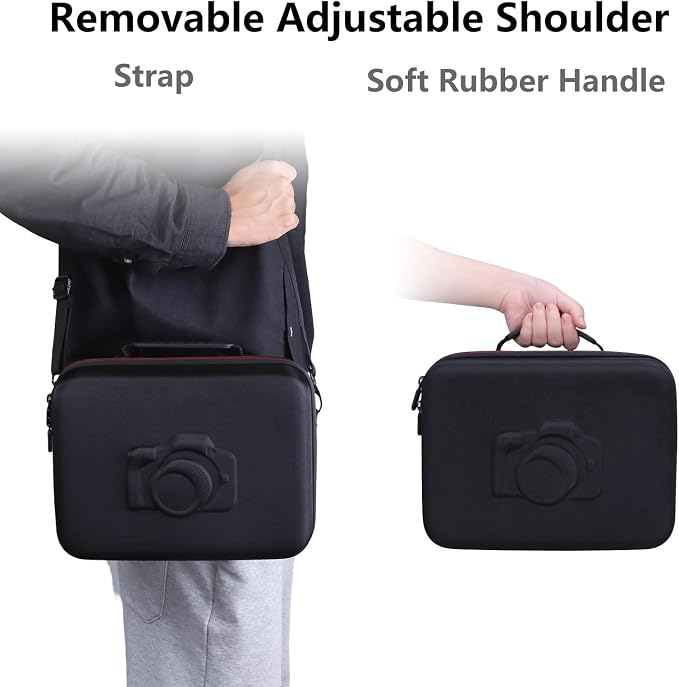 Medium Camera Case Bag for Canon/Sony/Nikon Camera and Multiple Lens Black | Hard Travel Carrying Case Bag for Canon/Sony/Nikon DSLR SLR Mirrorless Camera and Multiple Lens with 3 Dividers - Image 4