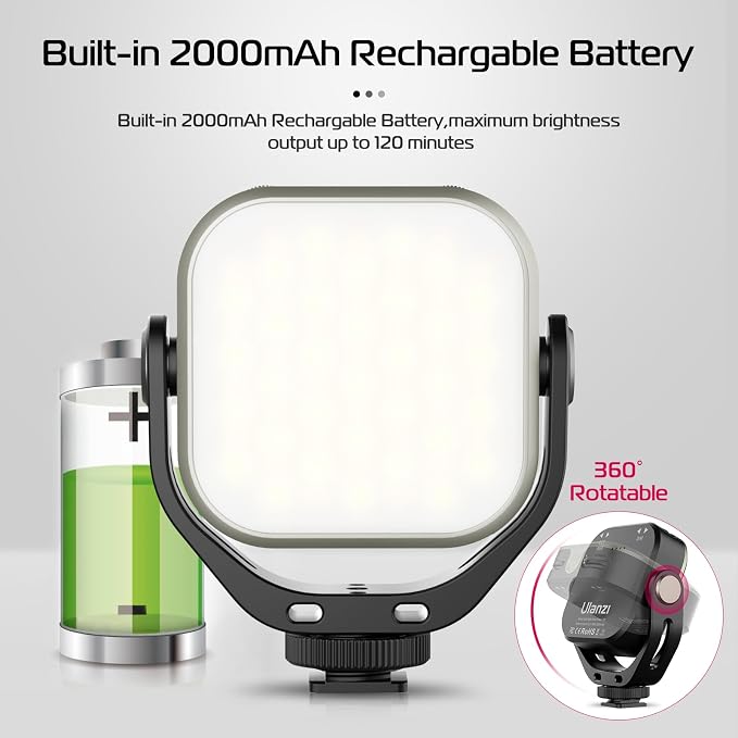 ULANZI VL66 RGB Adjustable Rechargeable 2500-6500K - Mini Video Portable Light on Camera, 2000mAh CRI95+ Dimmable, Ultra Bright Photo and Video Lighting, LED Fill Lamp for DSLR Camcorder Action Camera - Image 3
