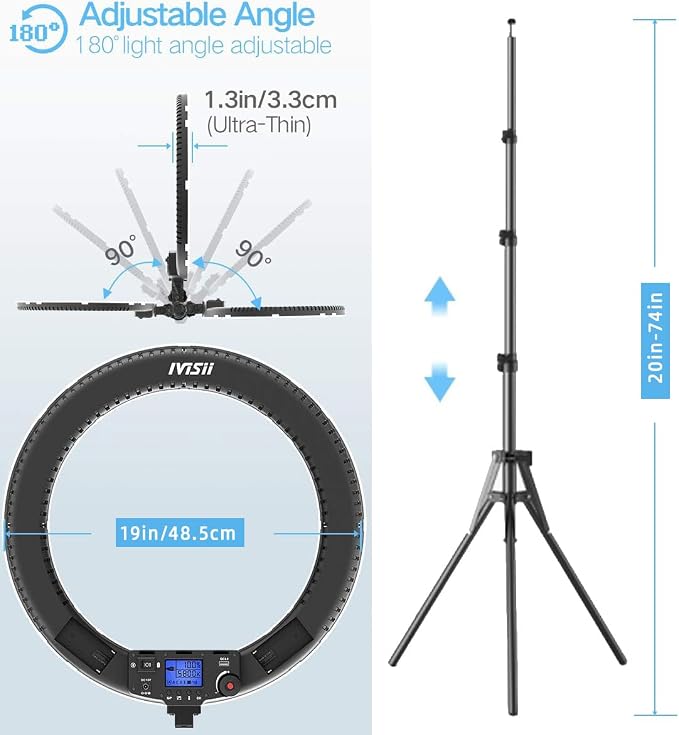 19 inch Ring Light with Remote Controller and Stand iPad Holder,60W Bi-Color with 4 Color Soft Filters for Live Stream/Makeup/YouTube Video/TikTok/Zoom/Photography - Image 5