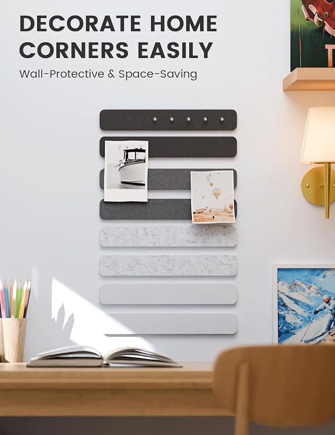 Fluxynara 13" x 2" Felt Wall Panels, Concrete Echo | 8-Pack Includes 50 Push Pins and Adhesive Tabs for Photos, Notes and Decor in Bedroom Doors, Home Office or Studios - Image 4