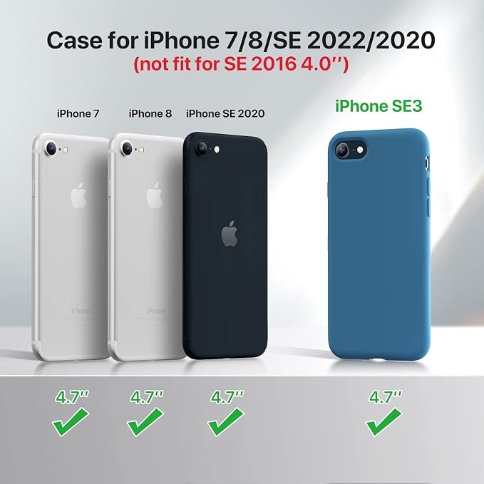 Miracase Silicone for iPhone SE 2022/SE 2020/7/8 Case,Capri Blue | Ultra Slim Cover with Screen Protector, Soft Microfiber Lining, Multi-Color Premium Silicone Shockproof Phone Case - Image 6