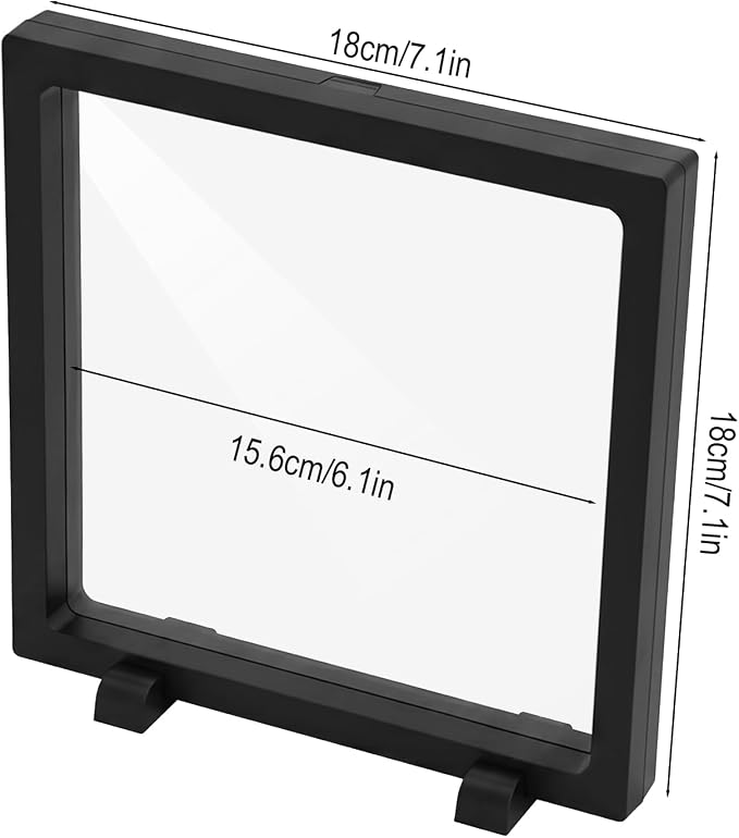 10Pcs 3D Floating Frame Display Case, 7x7x0.8 inch Transparent PE Film Suspension Storage Box with Stands, Floating Frame Display Holder Stand for Jewelry Coins Medals Collectibles, Fossils - Image 2