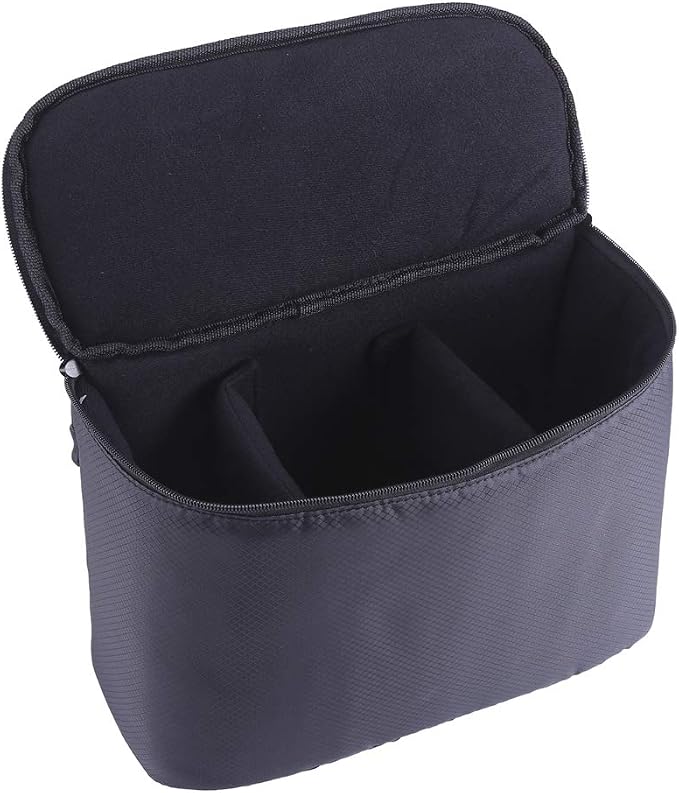 Camera Insert Bag, Universal Liner Lens Pouch DSLR SLR Padded Insert Case Partition Inner Bag with Hanging Strap Shockproof for Mirrorless Cameras, Lenses(Black) - Image 3