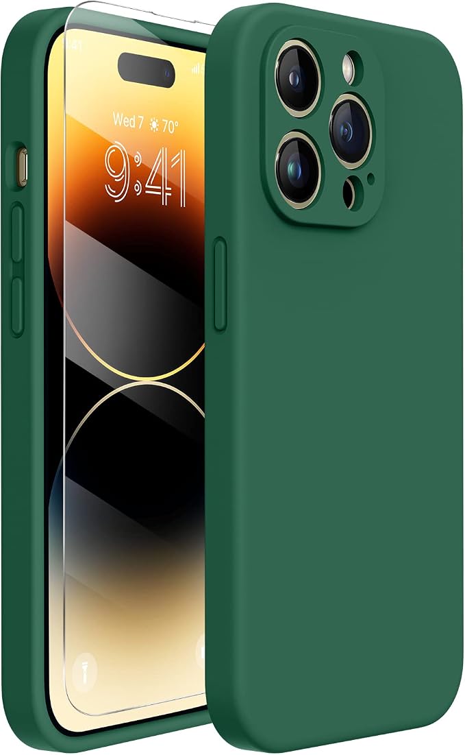 Miracase Silicone for iPhone 14 Pro Case, Acacia Green | Soft Anti-Scratch Microfiber Lining, Premium Silicone Cover Shockproof Drop Protection Phone Case for 14 Pro by Miracase