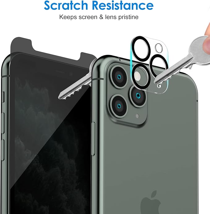 JETech Privacy Screen Protector for iPhone 11 Pro, 2+2 Pack | with Camera Lens Protector, Anti-Spy 9H Tempered Glass, Fingerprint ID Compatible - Image 6