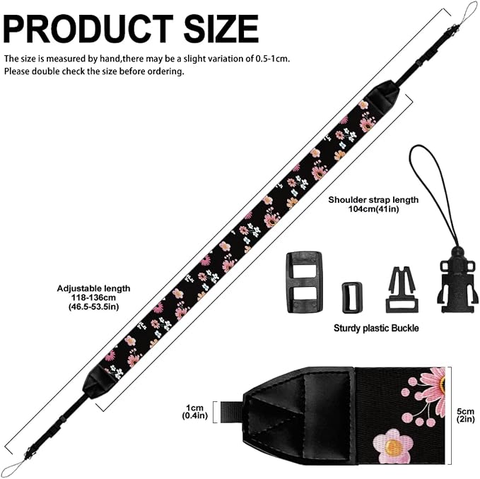 Coldinair Black Adjustable Camera Strap Universal Neck & Shoulder Soft Padded Strap for All DSLR Cameras,Binoculars - Image 6