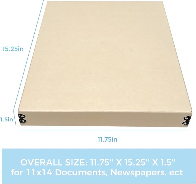 Lineco Drop Front Archival Storage Box, 11.75x15.25x1.5 in, Tan, 2 Pack | Acid-Free with Metal Edge, Preserves Picture Longevity, Organize Photos, Newspapers, Prints, Documents, Crafts, DIY - Image 2