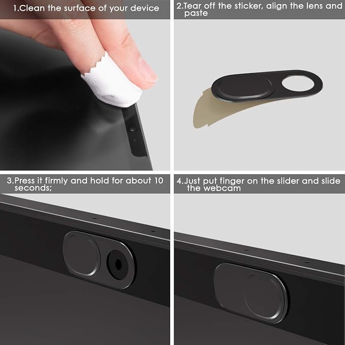 Laptop Camera Cover Slide, 0.027 Inch Ultra-Thin Metal Camera Privacy Covers, Webcam Cover Camera Cover Slide for iPhone, iPad, Mac, MacBook, Laptop, PC, Protect Your Privacy Security (Black-3 Pack) - Image 6