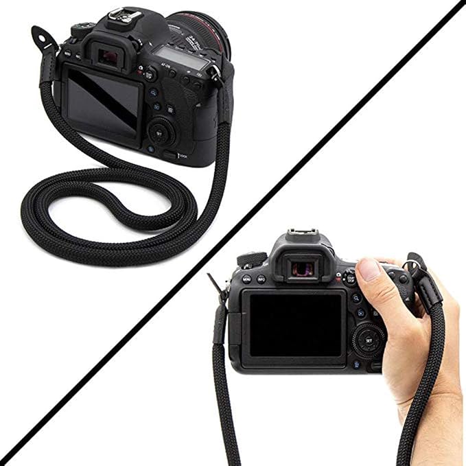 Camera Strap Vintage 100cm Nylon Climbing Rope Camera Neck Shoulder Strap for Micro Single and DSLR Camera.(Black) - Image 3