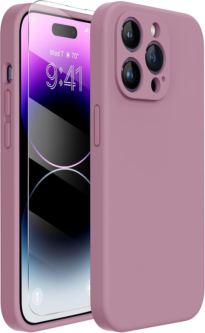 Miracase Silicone for iPhone 14 Pro Case, Blackcurrant | Soft Anti-Scratch Microfiber Lining, Premium Silicone Cover Shockproof Drop Protection Phone Case for 14 Pro by Miracase