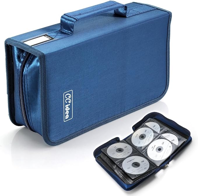 CCidea CD Case DVD Storage Holder, 128 Capacity DVD Cases Organizer CD Plastic Protective Carrying Binder,Portable Cd Wallet for Home Travel (Blue), 128-blue, L11 xW 6 x H3.5 INCH, Beauty Case by CCidea