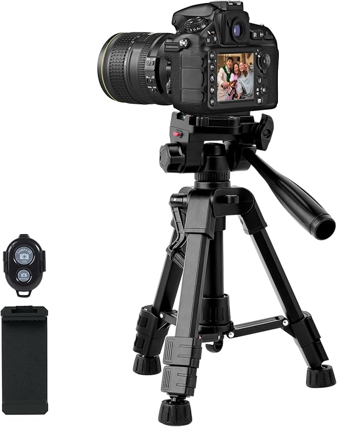 Mini Tripod for Camera,Camera Tripod Small,Small Tripod for Camera | 25" Aluminum Alloy Portable Tabletop Tripod with 3-Way Pan-Tilt Head and Phone Holder for DSLR Cameras and Phones by Kalofaye