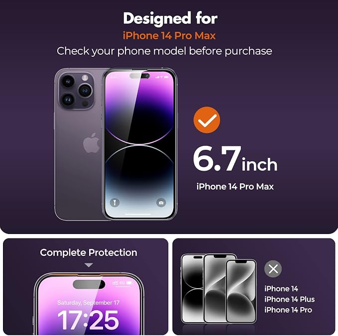 UNBREAKcable Privacy Screen Protector for iPhone 14 Pro Max, 2-Pack | True 28° Anti-Spy, Shatterproof Tempered Glass, 9H Hardness, Easy Install, Bubble-Free, Anti-Scratch, Case Friendly - Image 8