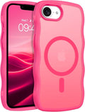 BENTOBEN Magnetic for iPhone 17e Case,Cute Wavy Frame [Compatible with MagSafe] Translucent Matte Anti-Slip Bumper Women Girls Boys Men Shockproof Drop Protective Phone Cover for iPhone 17e,Hot Pink by BENTOBEN