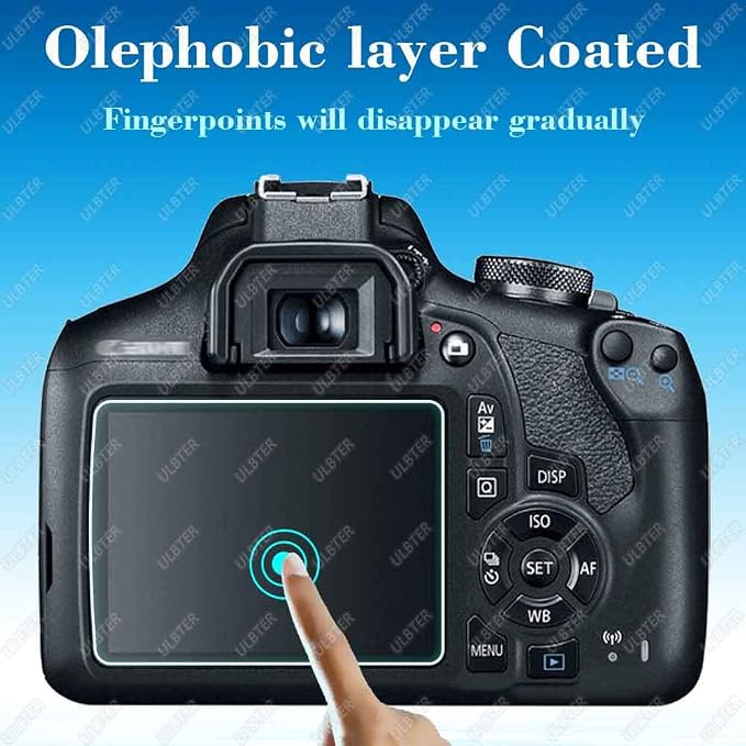 ULBTER Screen Protector for Canon EOS Rebel T7 T6 T5 2000D Camera [3+2Pack] | 3 PCS Tempered Glass Flim & 2 Hot Shoe Cover 0.3mm 9H Hardness Anti-Scrach Anti-Fingerprint Anti-Bubble - Image 4