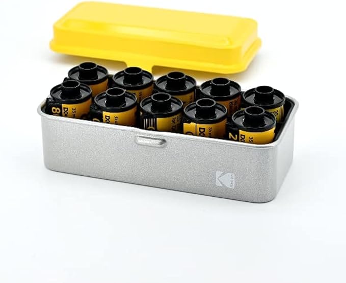 KODAK 120/135 Film Case - for 8 Rolls of 120 Films / 10 Rolls of 35mm Films - Retro Steel Case to Sort & Safeguard Film (Yellow) (Film is not Included) by Unknown