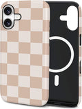 TPU Phone Case for iPhone 16, MagSafe Wireless Charging Compatible, Shockproof Slim Fit Protective Cover with Anti-Yellowing & Raised Camera Protection (Plaid 2, iPhone 16) by Unknown