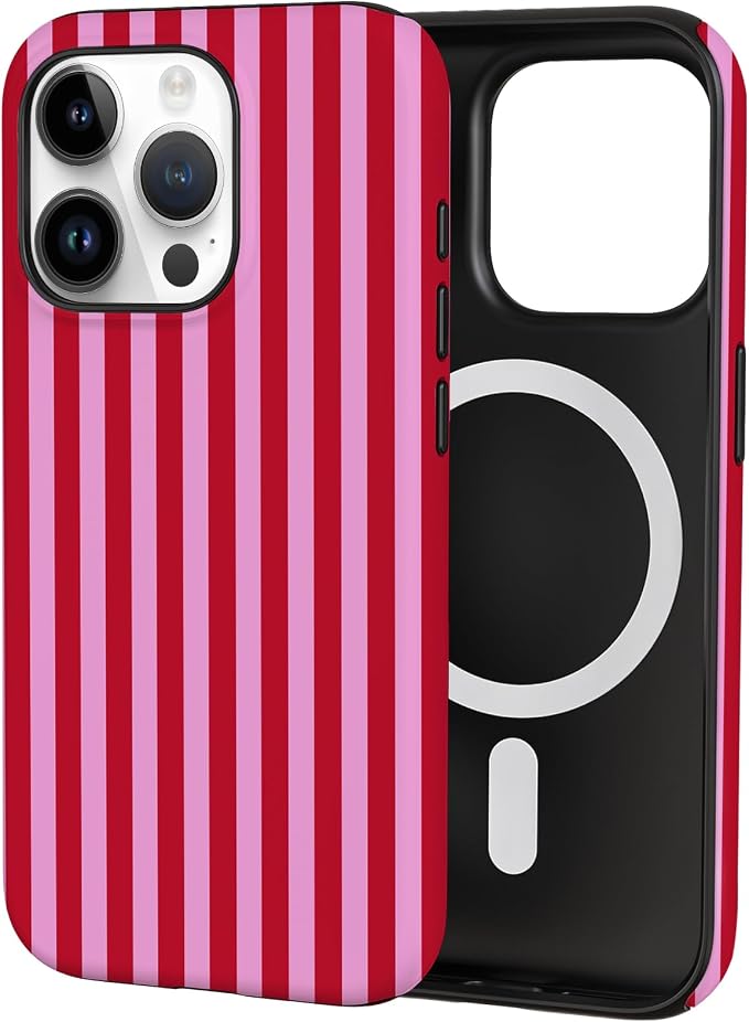 TPU Phone Case for iPhone 15 Pro Max, MagSafe Wireless Charging Compatible, Shockproof Slim Fit Protective Cover with Anti-Yellowing & Raised Camera Protection (Stripes 4, iPhone 15 Pro Max) by Unknown