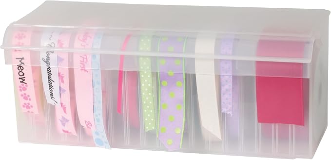 Craft Mates Bead Organizer and Plastic Storage Containers for Crafts, Buttons, Pins and More, 18 Removable Compartments, BPA Free | Clear Plastic Storage for Buttons, Pins, Jewelry, Diamond Art & Craft Supplies, Large Portable Ezy-Stack Ribbon Rack - Image 2