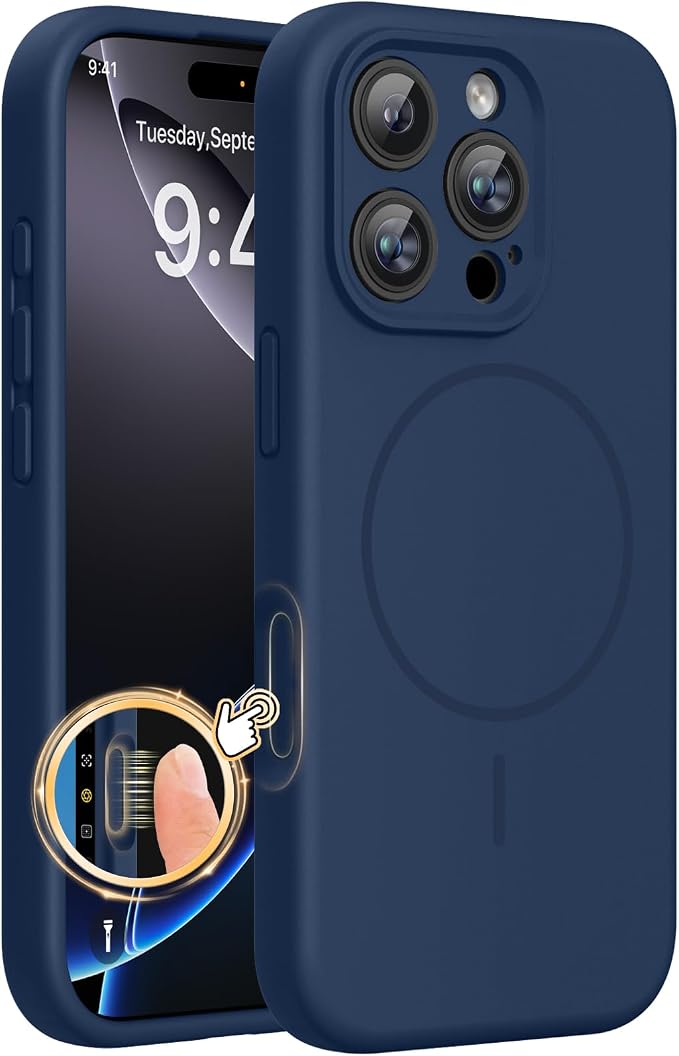 miracase Magnetic for iPhone 16 Pro Case, [Soft Anti-Scratch Microfiber Lining], Compatible with MagSafe, Liquid Silicone Case Shockproof Drop Protection Phone Case for 16 Pro,Dark Blue | Compatible with MagSafe, Soft Microfiber Lining, Liquid Silicone... by Miracase