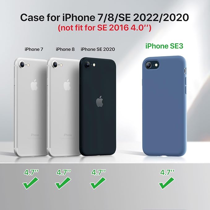 miracase Ultra Slim Designed for iPhone SE Case 2022(3rd Gen)/iPhone SE 2020 Case(2nd Gen)/iPhone 7 Case/iPhone 8 Case with Screen Protector, Multi-Color Silicone Shockproof Phone Case(Glass Blue) - Image 7